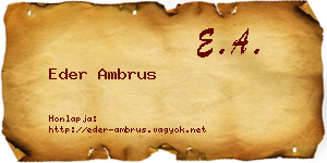 Eder Ambrus névjegykártya